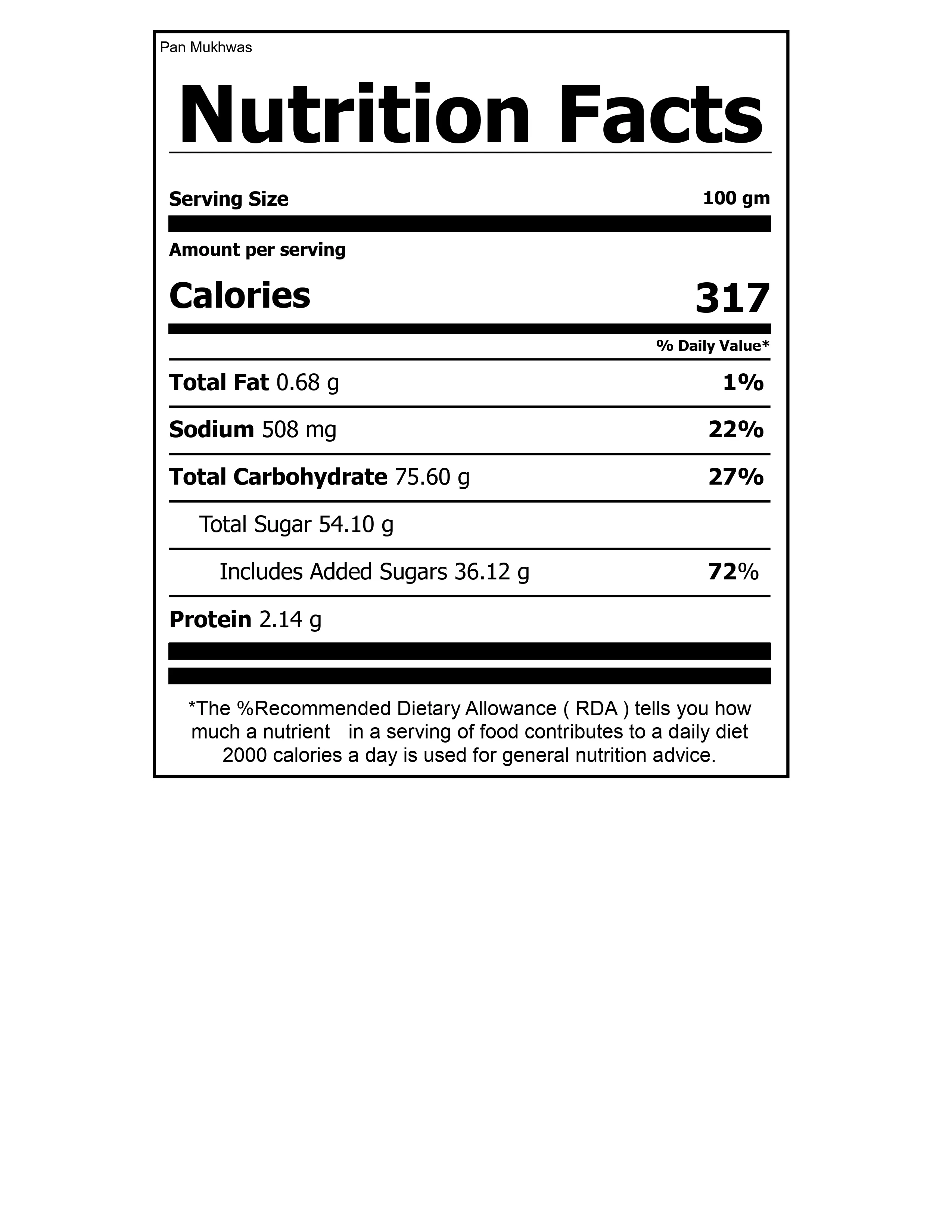 Nutritional Value Analysis laboratory test report page 1